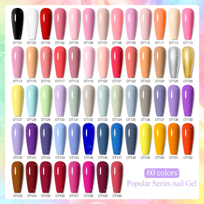 

60Pcs Color Gel Nail Polish Set 7ml Semi Permanent Nail Gel Varnishes Soak Off UV Gel Base Top Coat Manicure Nail Art Gel Kits