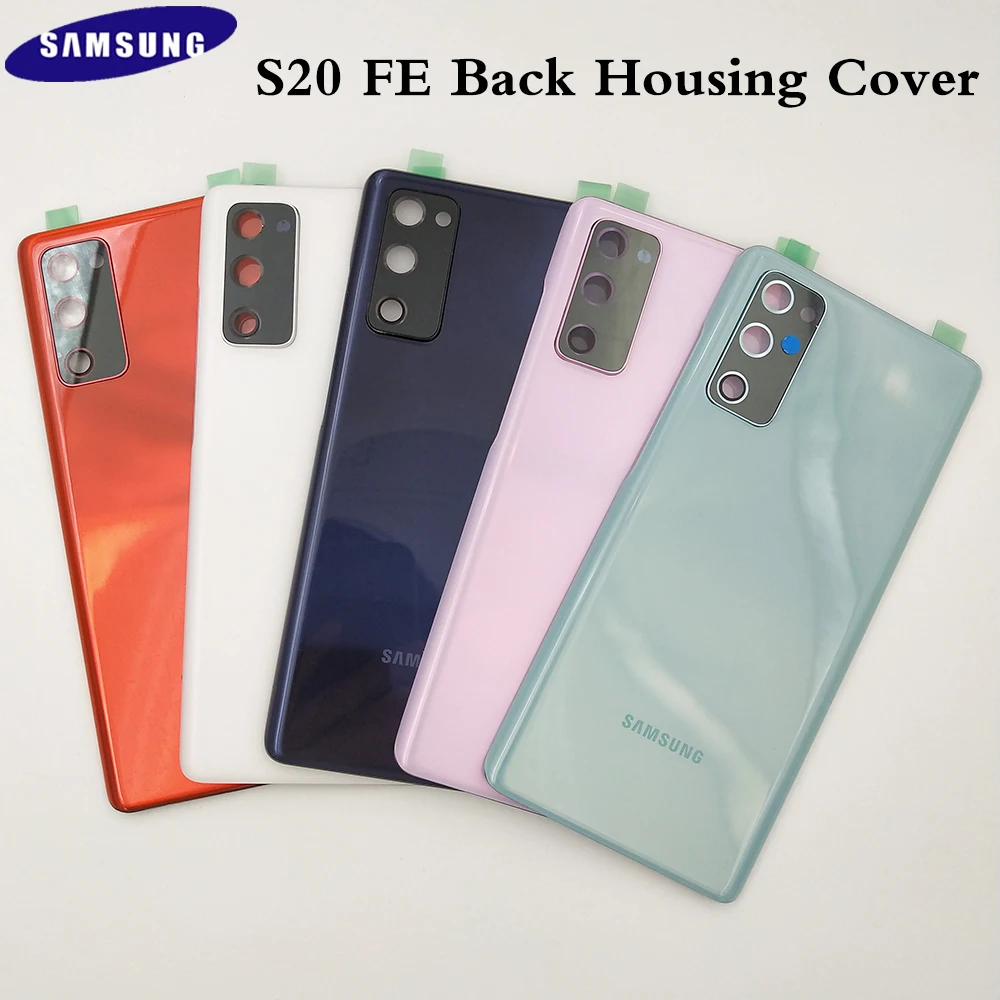 

Оригинальное заднее стекло для Samsung Galaxy S20 FE S20fe крышка батареи задняя дверь корпус панель запасные части + камера стеклянная рамка объектива