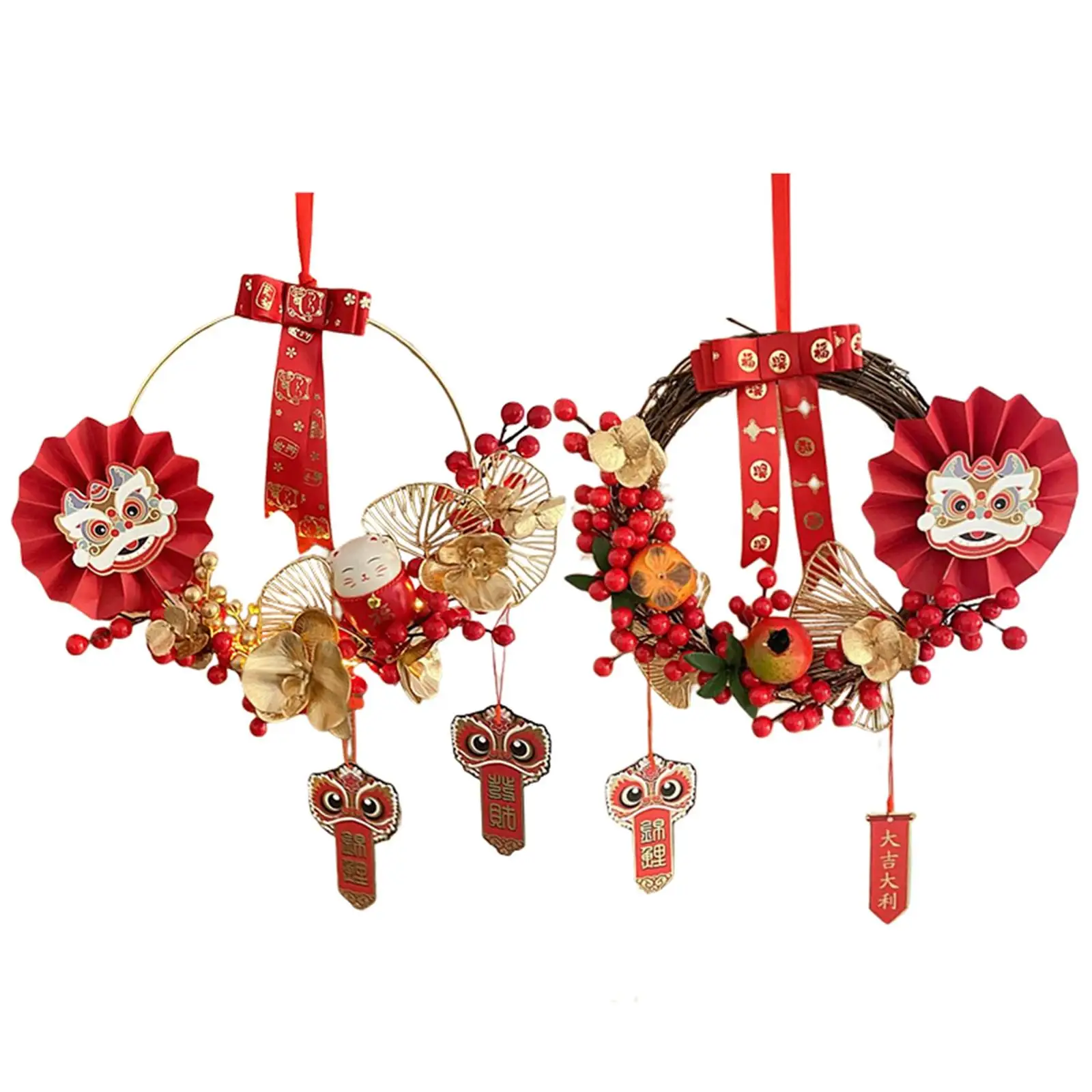 

Novelty Wreath Lucky Holly Garland for Front Door Holiday Chinese New Year