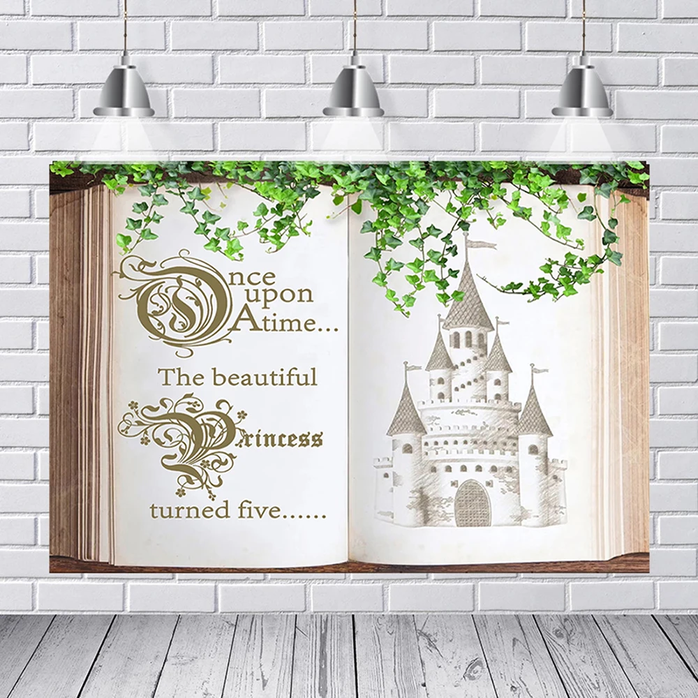 

Customize Once Upon A Time Fairytale Book Vintage Magic Castle Princess 1st Baby Shower Birthday Party Wall Cake Banner Backdrop