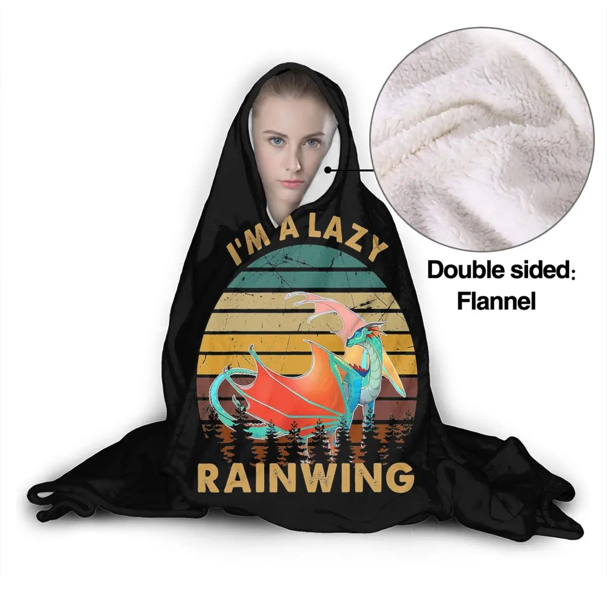 Одеяло с капюшоном Im A Lazy Rainwing Dragon Wings Of Fire Shop плюшевая накидка для спальни