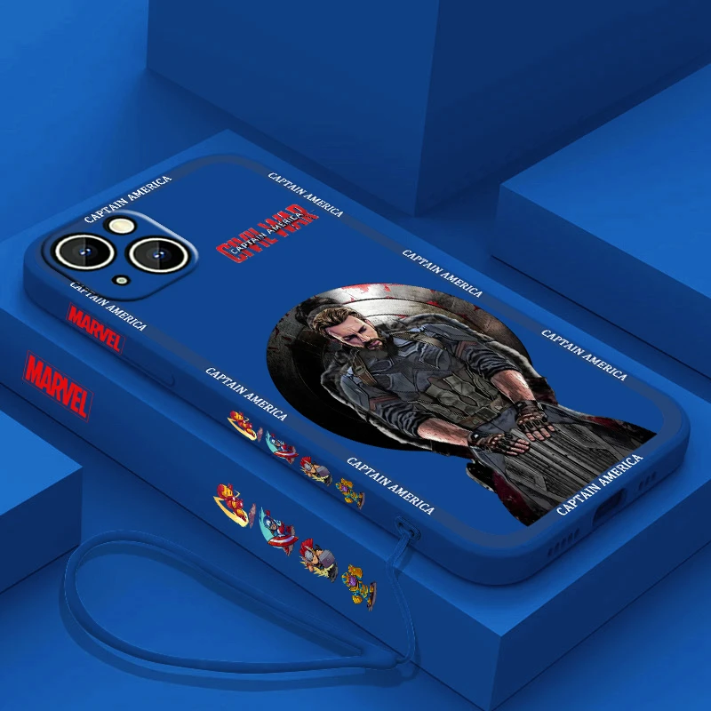 

Avengers captain america Apple iPhone Case For 14 13 12 11 Pro Max Plus XS XR X 8 7 SE 2 3 Liquid Left Rope Color Cover