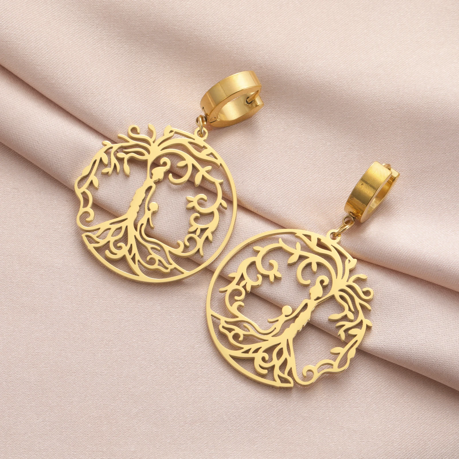 LIKGREAT Серьги-подвески Древо жизни для девочек и мальчиков из нержавеющей стали