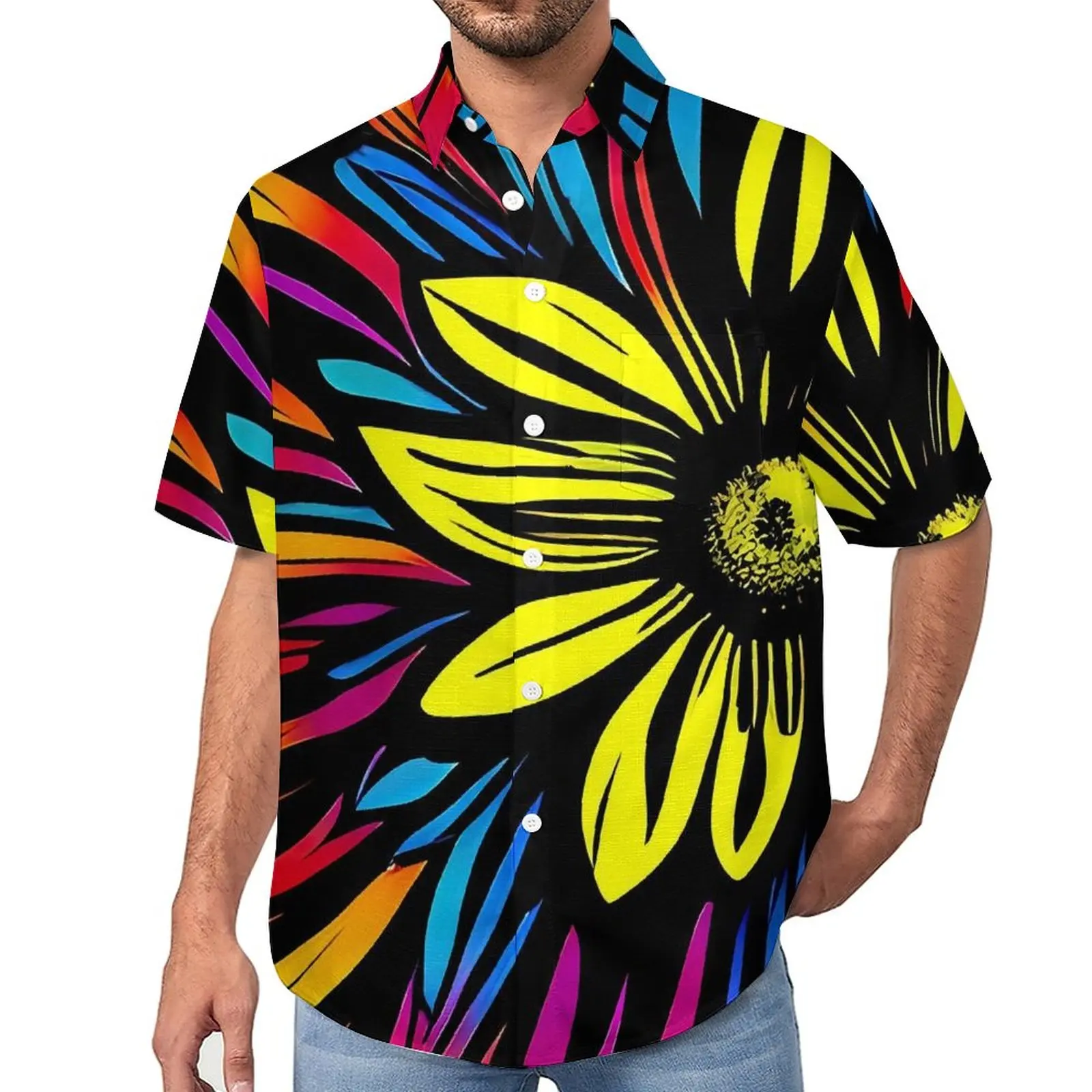 

Hawaiian Floral Casual Shirts Flower Power Beach Shirt Hawaii Novelty Blouses Men Graphic Plus Size