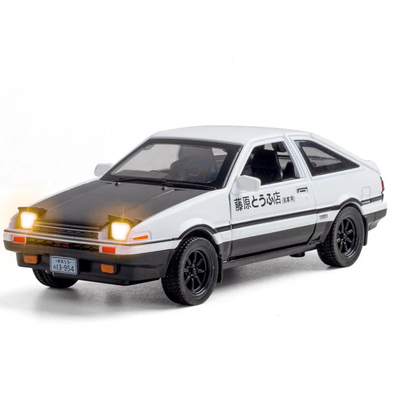 

Моделирование Kawaii от 1 до 32 Fujiwara Ae86, модель автомобиля из сплава, украшения со звуком светильник, открывающая дверь игрушка, Аниме периферийн...
