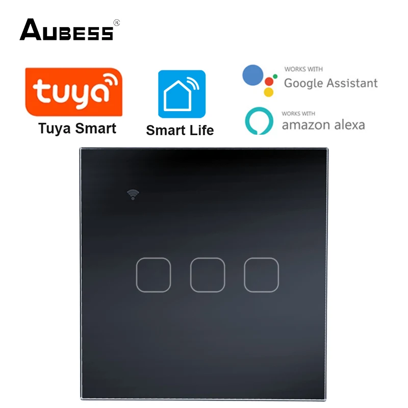 

Умный сенсорный выключатель Tuya Zigbee, ЕС стандарт, переключатели, без нейтральной кнопки «домой», настенная кнопка для Alexa Google Home Assistant Smart Life APP