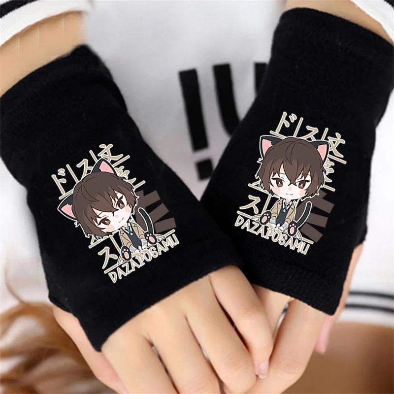 

1 Pair Bungou Stray Dogs Cosplay Cotton Wrist Gloves Anime Character Dazai Chuya Ryunosuke Nakajima Cosplay Props Winter Gifts