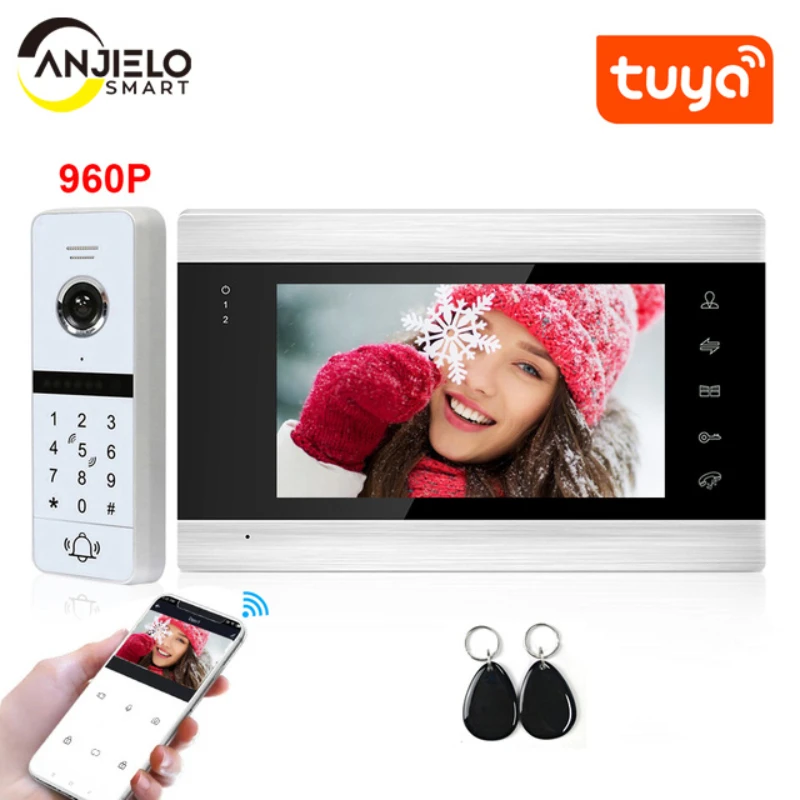 Wireless Video Intercom Family Apartment Doorbell Password Access Card Unlock Graffiti Smart Video Phone System Video Doorbells