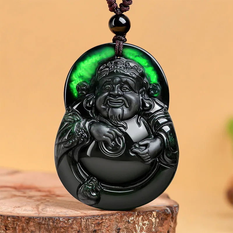 

Jiale/Hand-carved/Natural A+ Jade Mo Cui God Lucky of Wealth Emerald Necklace Pendant Fine Jewelry Men Women Couple Gift Amulet