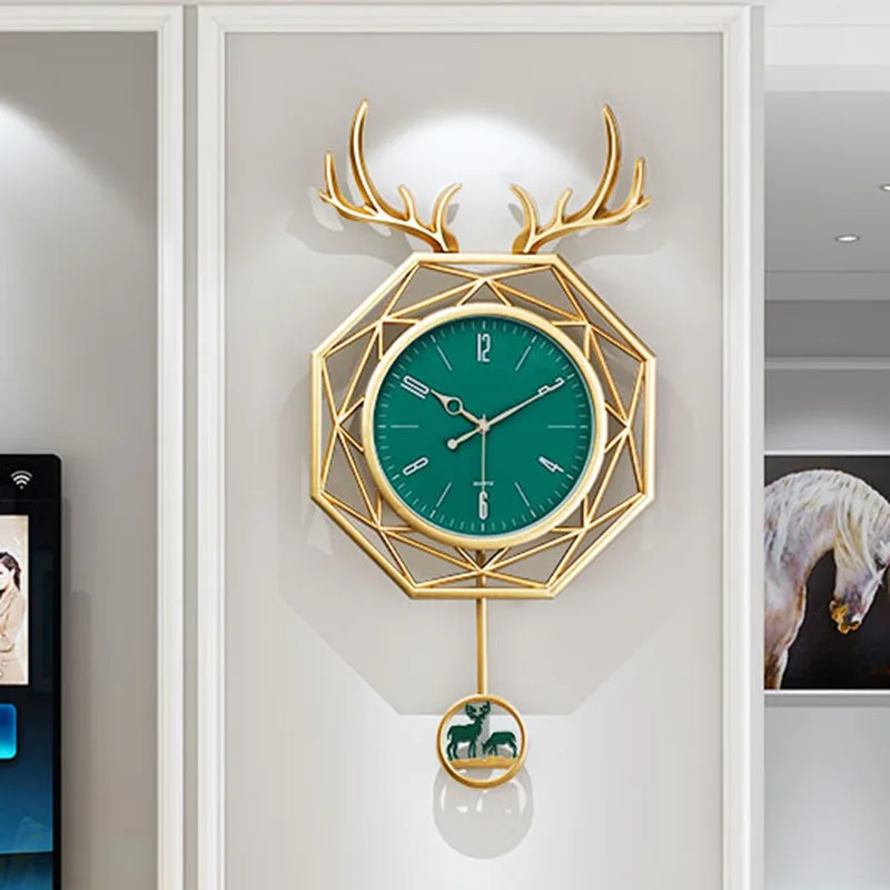 

Deer Wall Clock Digital Smart Large Luxury Precise Wall Clock Gold Nordic Funky Bedroom Relogio De Parede Living Room Decoration