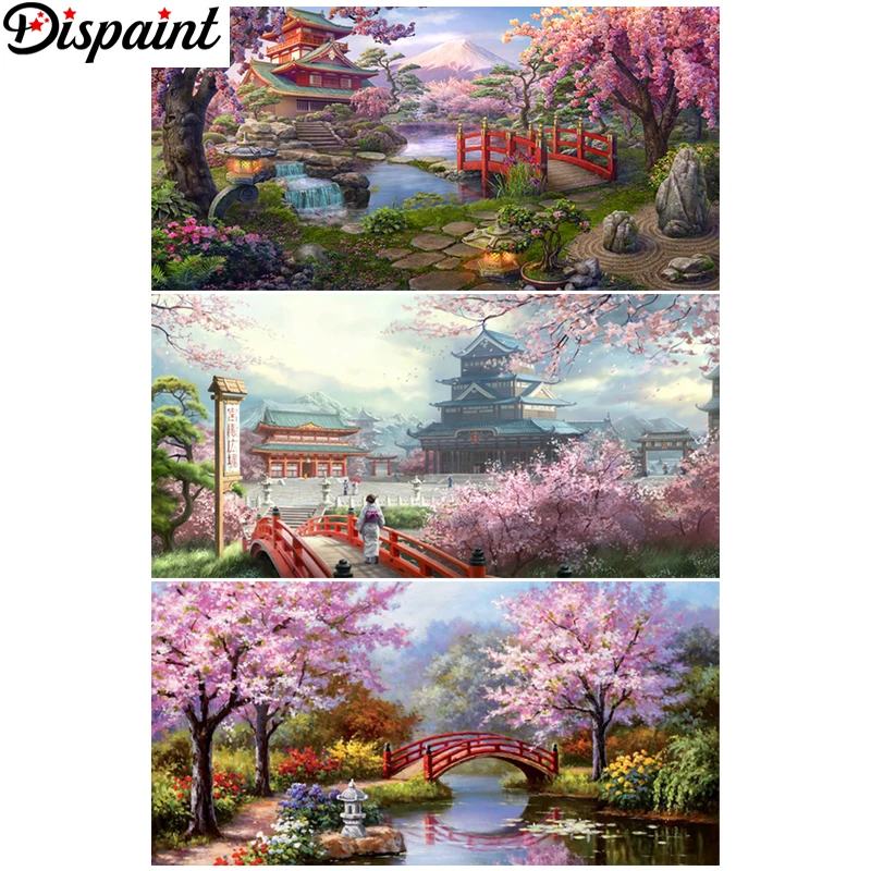 

Dispaint Diamond painting "Tower Natural scenery" Full Square/Round Drill Wall Decor Inlaid Resin Embroidery Craft Cross stitch