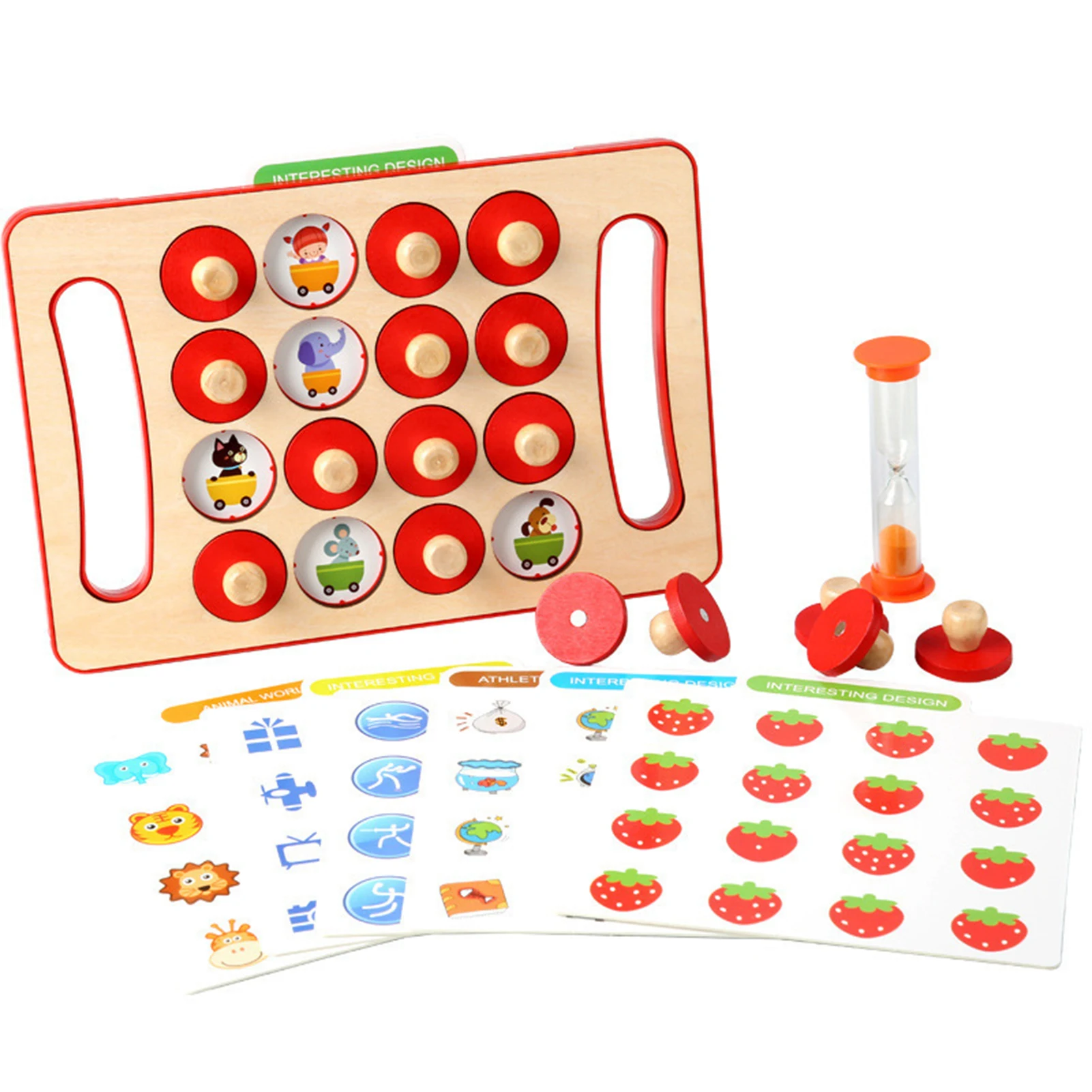 

Kids Matching Game Wooden Memory Chess Game With 6 Pieces Double-Sided Cards Early Development Learning Educational Toys For Tod