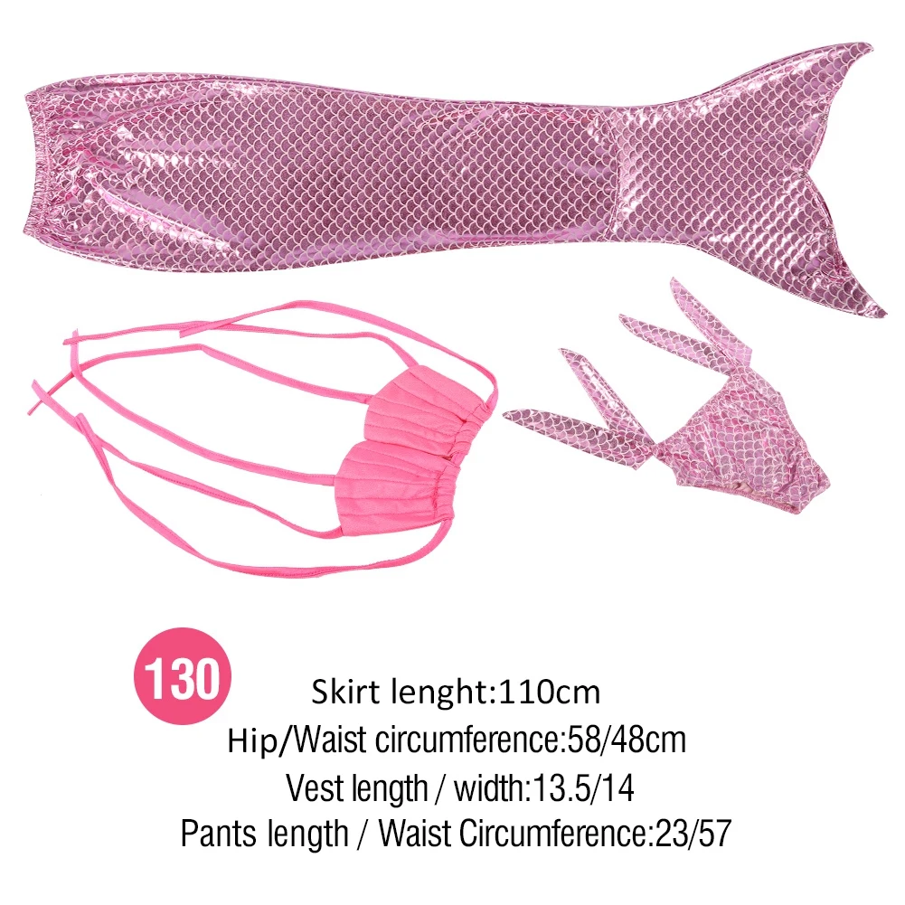 

Girls 3pcs Swimwear Top Panties Mermaid Tail Swiming Costume Monofin Flippers Swimsuit (130)Kids Memaid Costumes