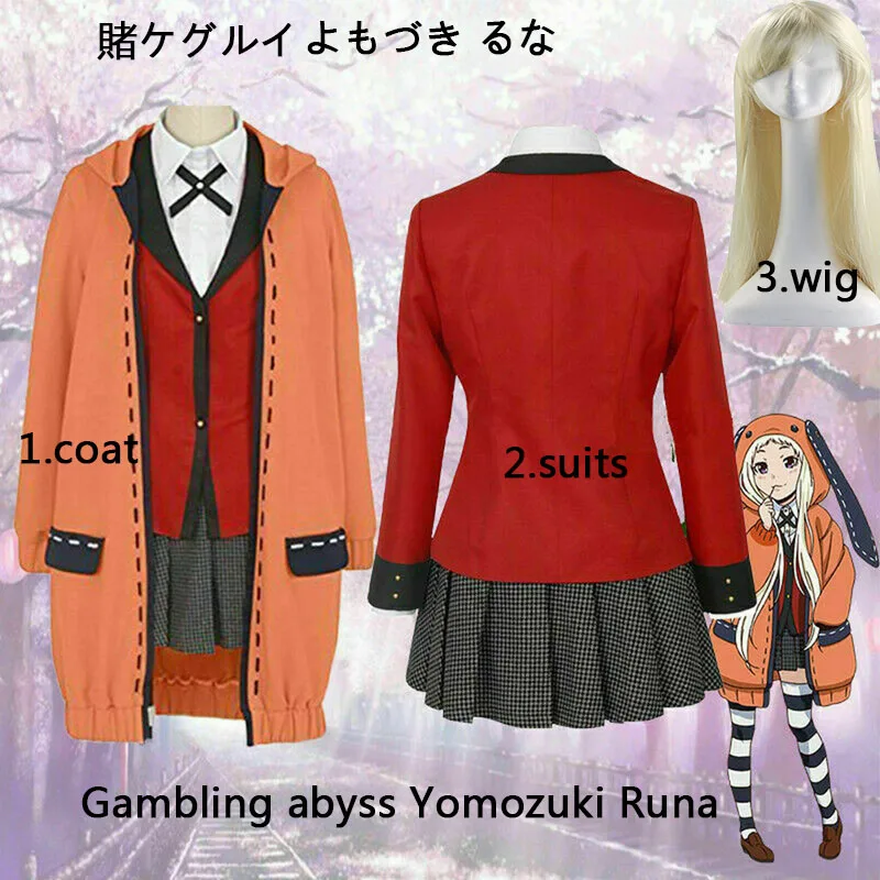 

Anime Kakegurui Cosplay Figure Yomotsuki Runa Cosplay Costume JK School Girls Uniform Hoodie Halloween Costumes for Women