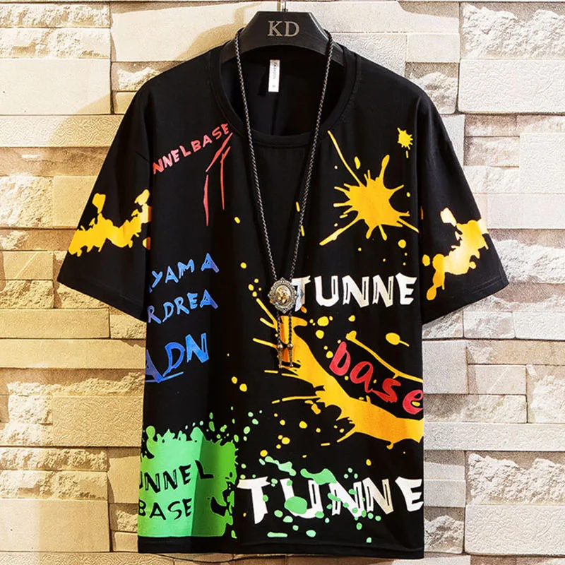 

Men T-shirt 2022 New 4 colors hip hop Cotton O-Neck Printed letters clothes Men's High Quality Top Tees Male Streetwear coat