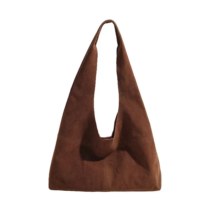 Большая вместительная замшевая сумка в стиле ретро простая для мамы под мышками