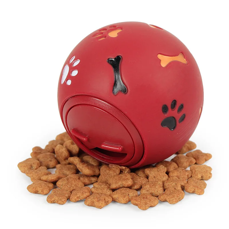 Pelota de goma para perros, dispensador de comida antifugas, juguete interactivo de entrenamiento Dental para dentición de mascotas, diámetro de 7,5 cm