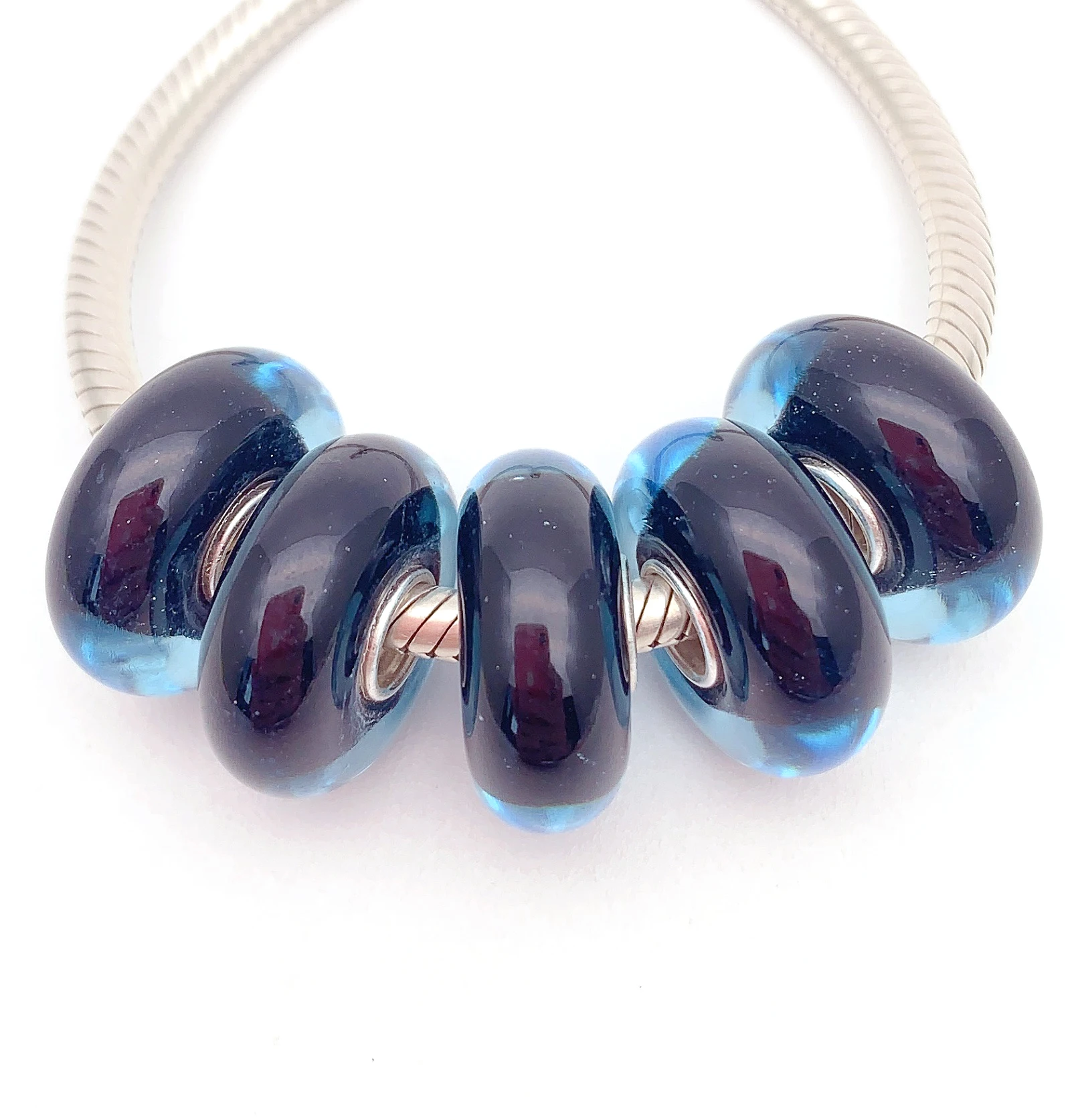 

XHYG135 5X 100% Authenticity S925 Sterling Silver Beads Murano GlassBeads Fit European Charms Bracelet Diy Jewelry Lampwork