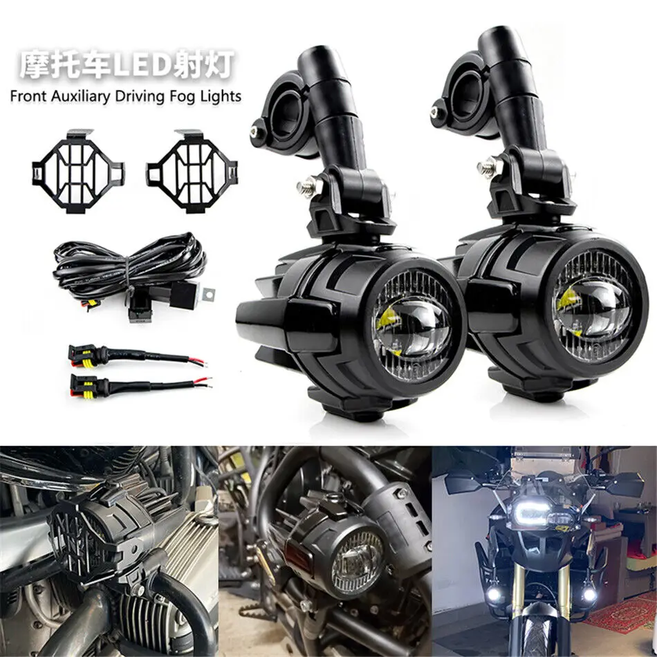 

Front Fog Lights Auxiliary Spot Driving Lamps W/ Guards Relay Wire Cable Kit