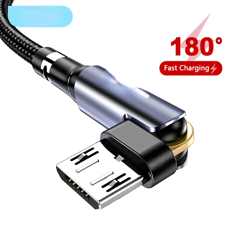 

USB Micro Type C Cable for Xiaomi X3 Fast Charging USB C Cable 90 Degree Angle QC 3.0 Game Cable USB Type C