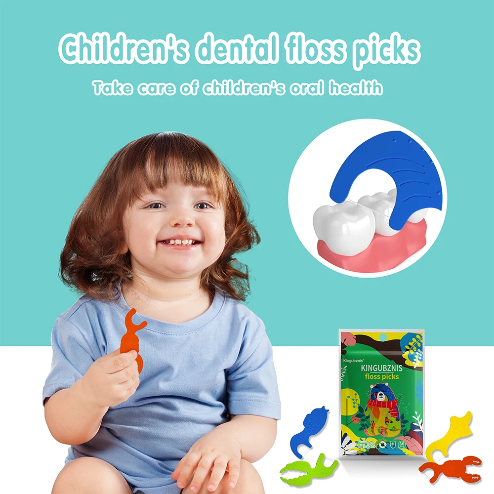 

Kingubznis 180PCS Dental Floss Picks For Children Child Kids Cute Sea Animals Shaped Dental Flosser Toothpicks With Threads