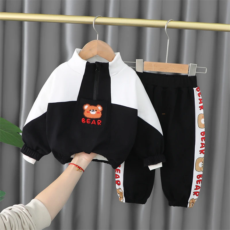 

2022 Spring Children Sportwear Baby Girls Boys Clothing Sets Infant Outfit Long Sleeve Cartoon Tops Pants Kids Casual Clothes