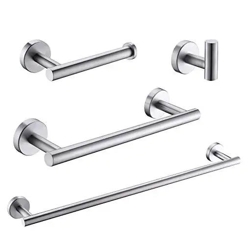 

4 Piece Bathroom Towel Bar Set Matte Black Stainless Steel Bathroom Hardware Set Bathroom Accessories Kit Wall Mounted