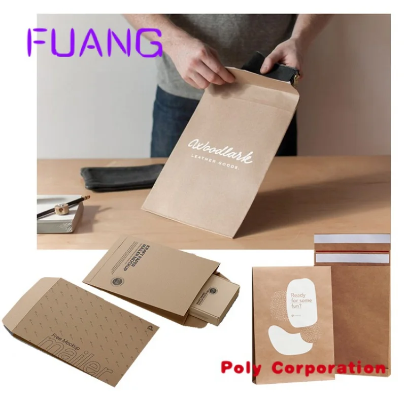 Custom Printed Flat Mailers Self Seal Clothing Packaging Shipping Mailing Bags Expandable Pouches Kraft Paper Envelopes