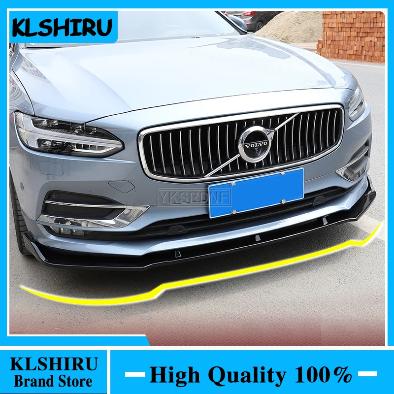 

3Pcs For Volvo S90 2016 2017 2018 2019 Car Styling High Quality PP Material Front Spoiler Anterior Front lip Bumper Protector