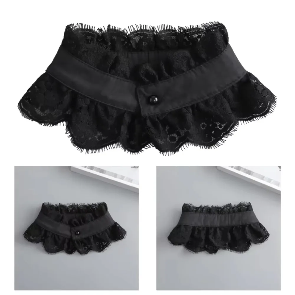 Искусственный кружевной воротник черный/белый