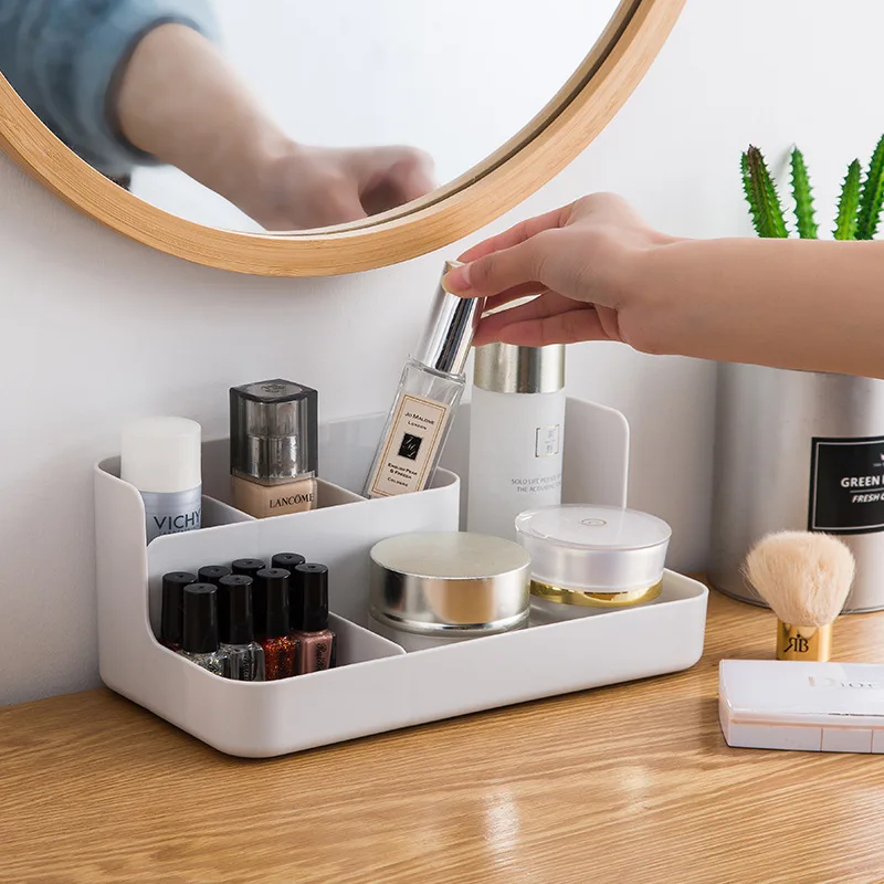 Plastic Cosmetics Storage Box Desktop Skin Care Products Lipstick Dresser Compartment Sorting Box Makeup Organizer Storage Box