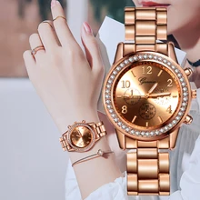Reloj Mujer 2021นาฬิกาผู้หญิงคลาสสิกเจนีวาสุภาพสตรีนาฬิกาสุภาพสตรีนาฬิกาสตรีเต็มคริสตัล Relogio Feminino โลห...
