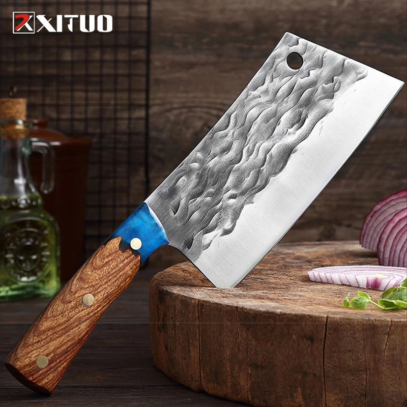 

XITUO meat cutting kitchen knife forging skinning knife slaughtering pig cattle sheep fish chef knife stainless manganese steel