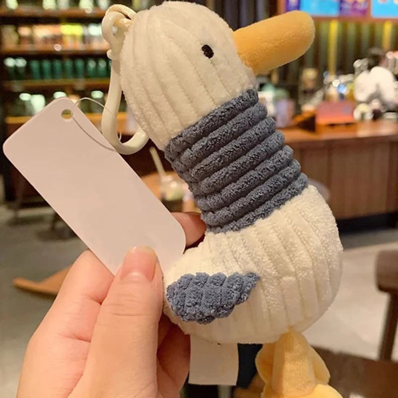 

1/3pcs Cute Cartoon Duck Keychain with Hook Couple Stripe Animal Stuffed Doll Toy Key Rings Bag Charm Key Chain Pendant Gifts