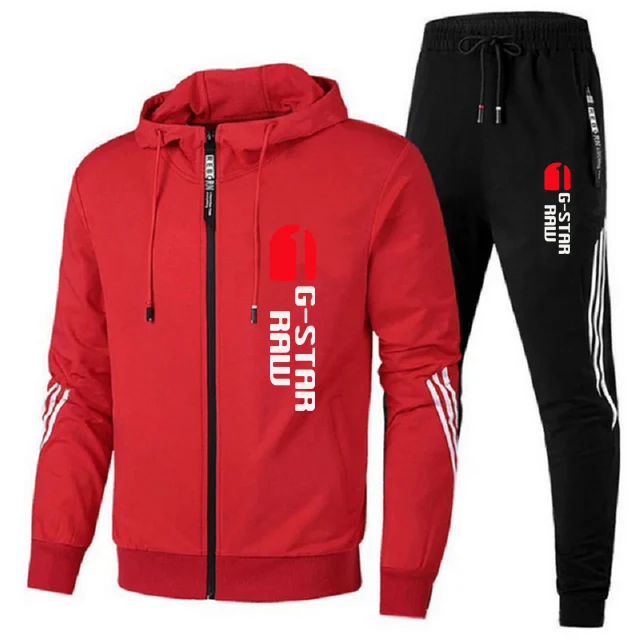 2023 Men's Spring and Autumn Hoodie Sportswear Set 2PK Sportswear Casual Zipper Jacket+Pants Running Sportswear Set