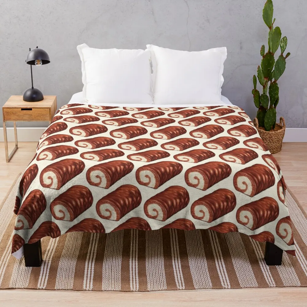 

Chocolate Swiss Roll Cake Pattern Throw Blanket