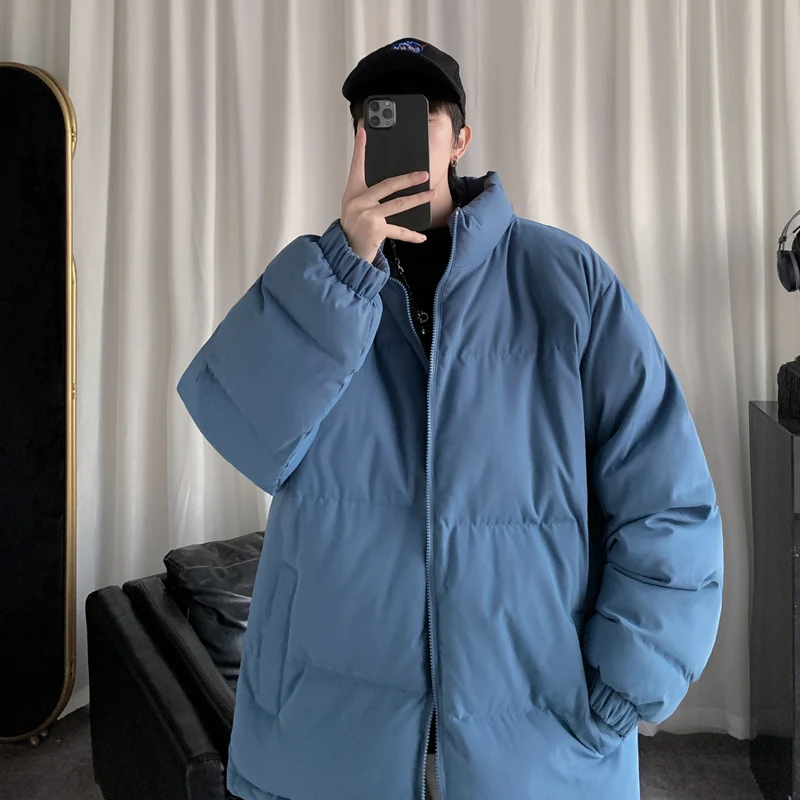 Mens Winter Jacket Stand Collar Warm Thick Casual Parka Coat Streetwear Overcoats