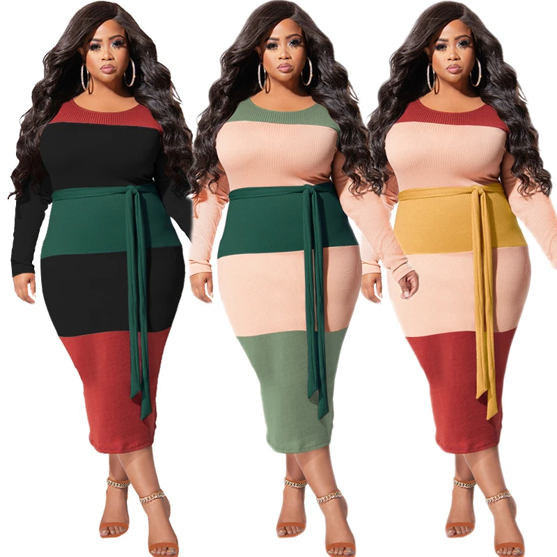 

Plus Size Dresses for African Women 5XL Long Sleeve Bodycon Maxi Dress Patchwork Elegant Party Gown Robe Femme African Clothes