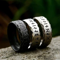 vintage silver colorgold viking letter rune rings men women simple stainless steel odin nordic ring amulet fashion jewelry