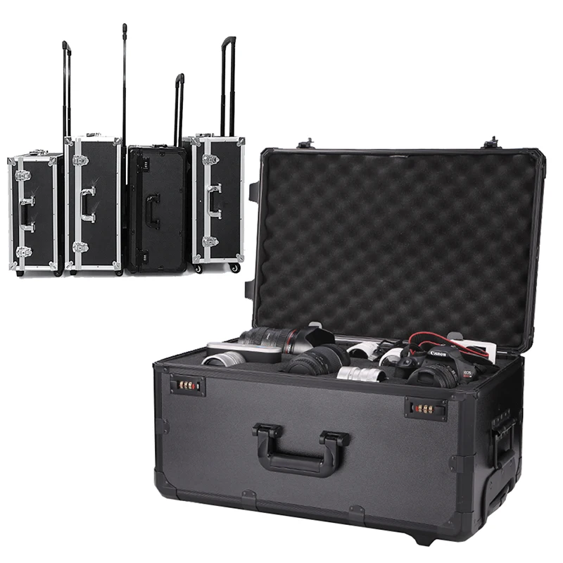 

Large Aluminum Tool Box Trolley Case With Lock Portable Camera Storage Photographic Equipment Toolbox Instrument Case Suitcase