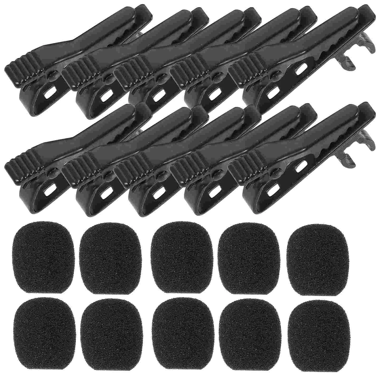 

10pcs Lapel Microphone Clips And Windscreen Covers Metal Tie Collar Clip Mic Tie Clips For Lecture Meeting