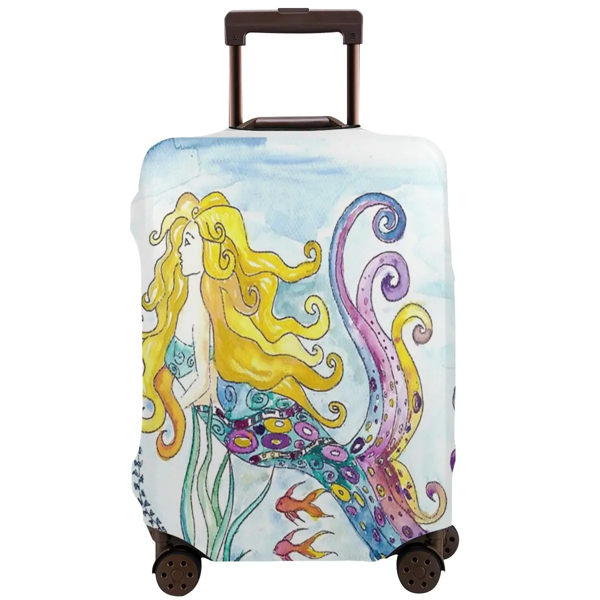

Blonde Mermaid Enchants Fish Travel Suitcase Luggage Case Washable Luggage Protective Cover Elastic Zipper Cover Protector