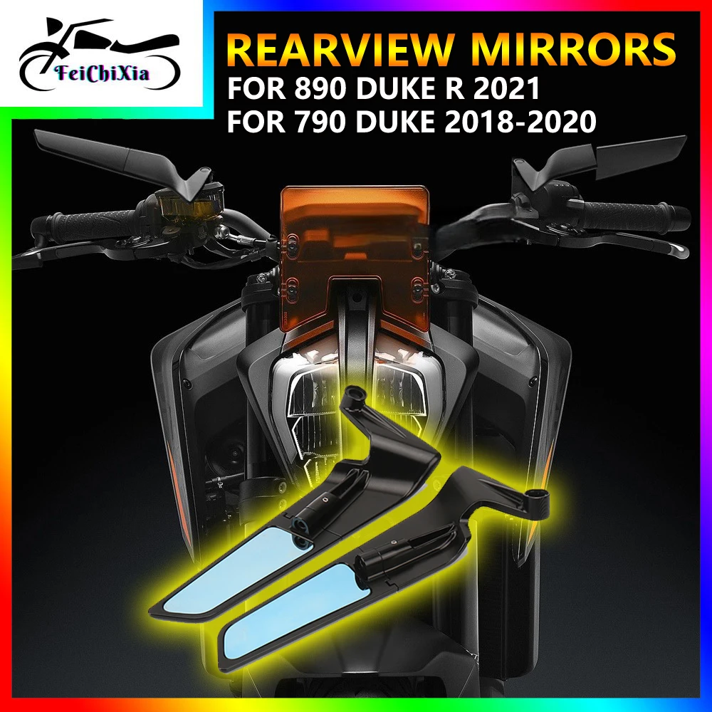 

New Motorcycle Aluminum Mirror For 890 Duke R 2021 For 790 DUKE 2018 2019 2020 Mirrors Blue Anti-glare Rearview