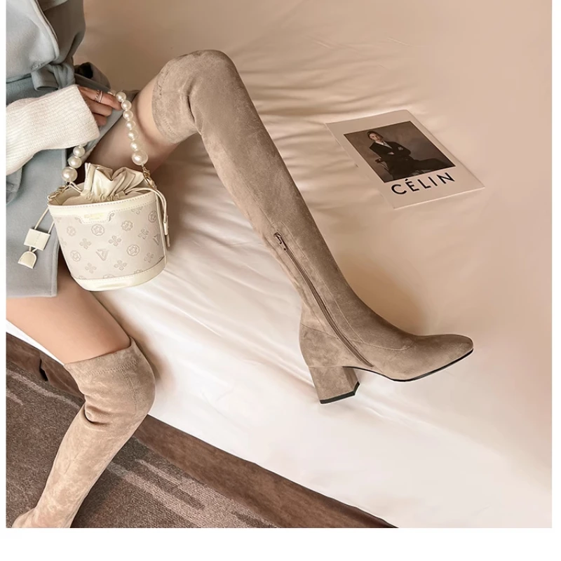 Женские износостойкие Сапоги выше колена Осень-зима 2024 Нескользящие однотонные