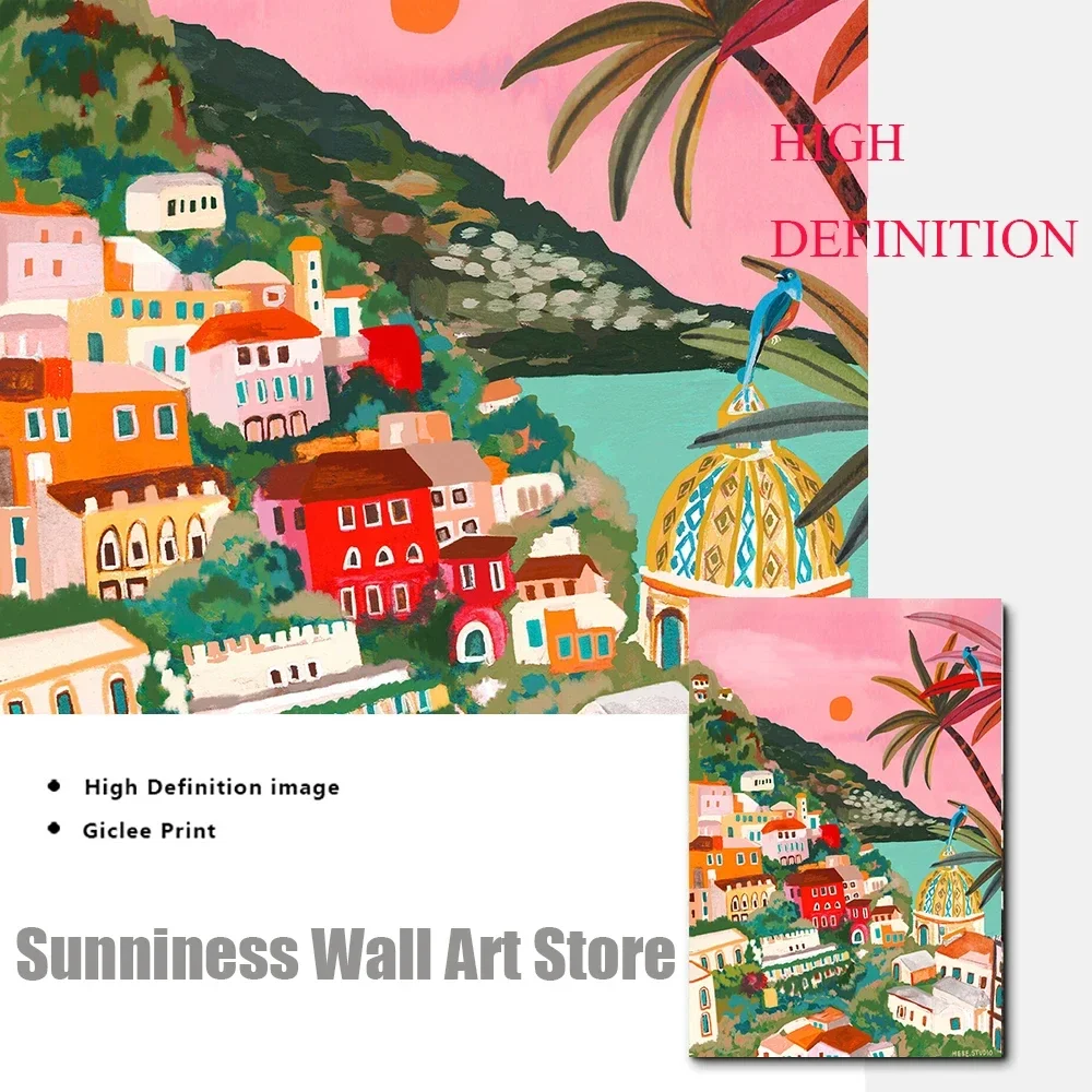 Patrika ворота индийский Пейзаж Плакат Италия Греция Бали плавающий рынок Тайланд