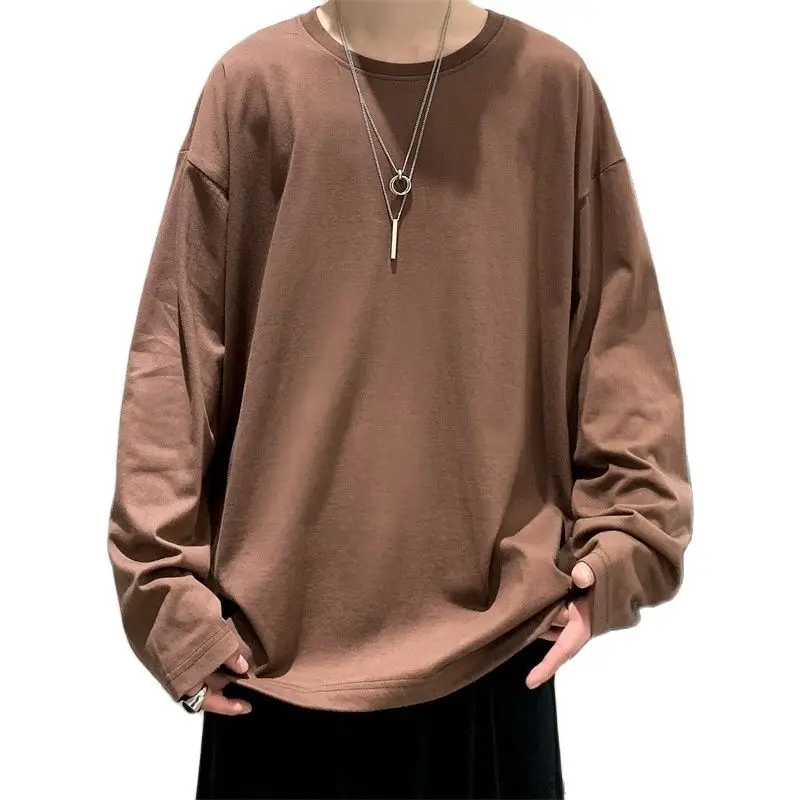 

New Oversized Long Sleeve T-shirts Blouse Men Solid Color O-Neck T Shirts Fashion Casual Loose Comfortable Cotton Long T-Shirts