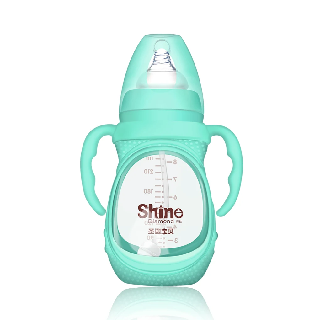 

Infant Feeding Bottle Baby Milk Feeder Handle Portable Drinking Drop-resistant Nursing Learning Training Silicone