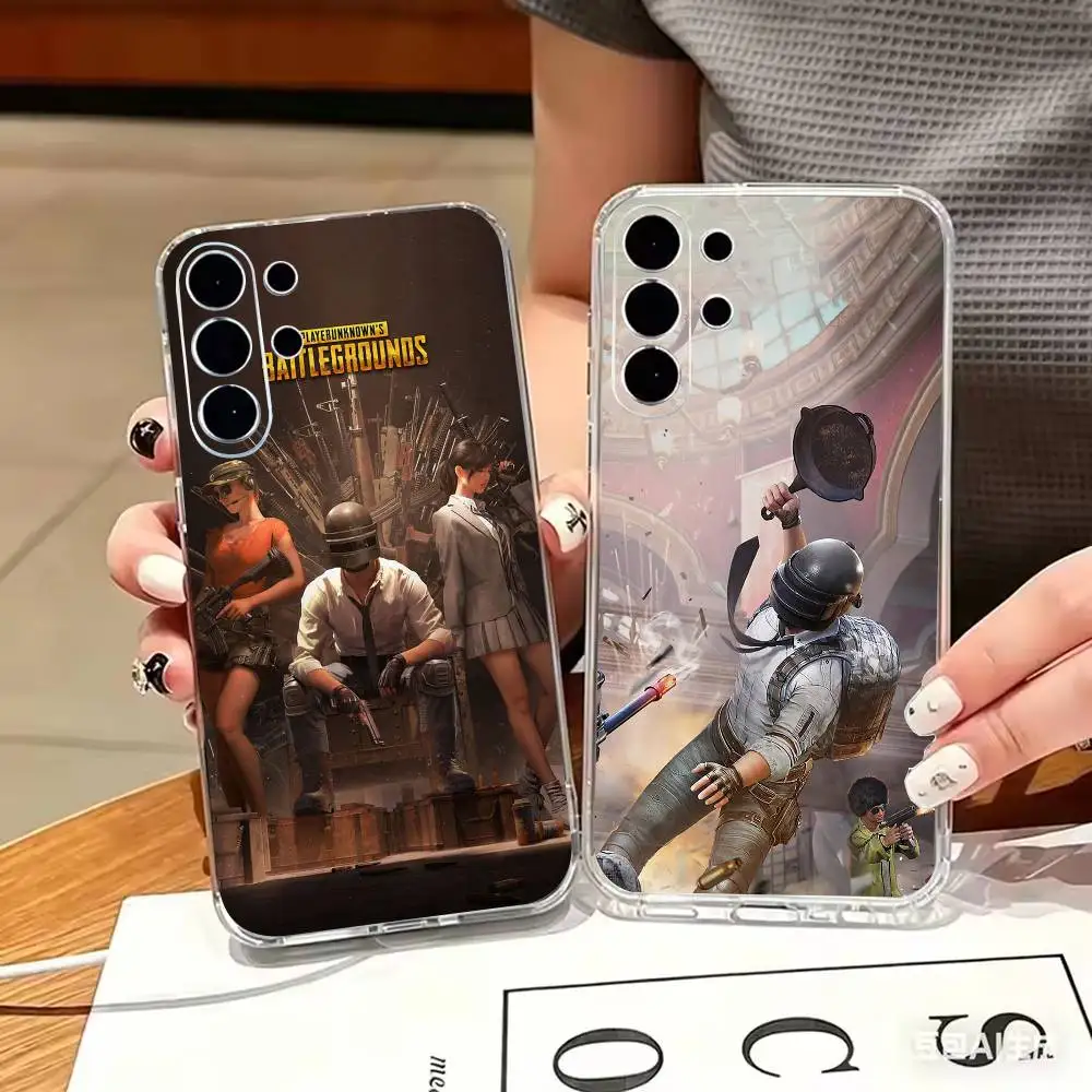 Фото Прозрачный противоударный защитный чехол для телефона C-Chicken game-P-PUBG-G из ТПУ для Samsung S 25,24,23,22,30,21,10,9,Ultra,Plus,Lite,F №1