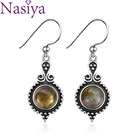 Элегантные серьги, винтажные серебряные серьги из натурального Лабрадорита, висячие серьги для женщин, украшения для вечеринок