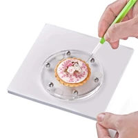 acrylic square cookie decorating turntable cookie stencils holder cookie sugar turntable swivel for royal icing5 9in